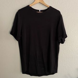 Kit and Ace CUFFED BRUSHED CREWNECK TEE Large Blk
